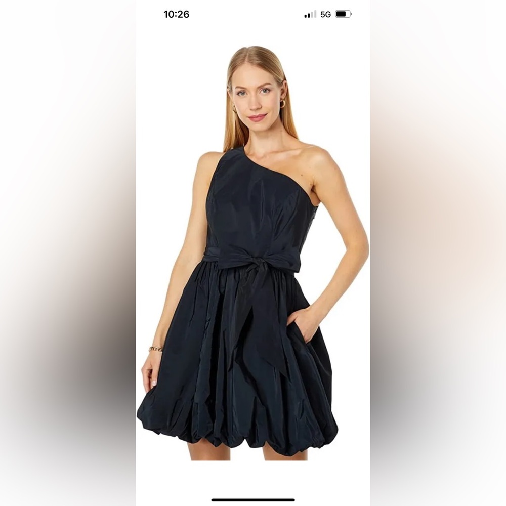 Lilly Pulitzer Black Taffeta One Shoulder Dress 00 perfect Party or Derby dress